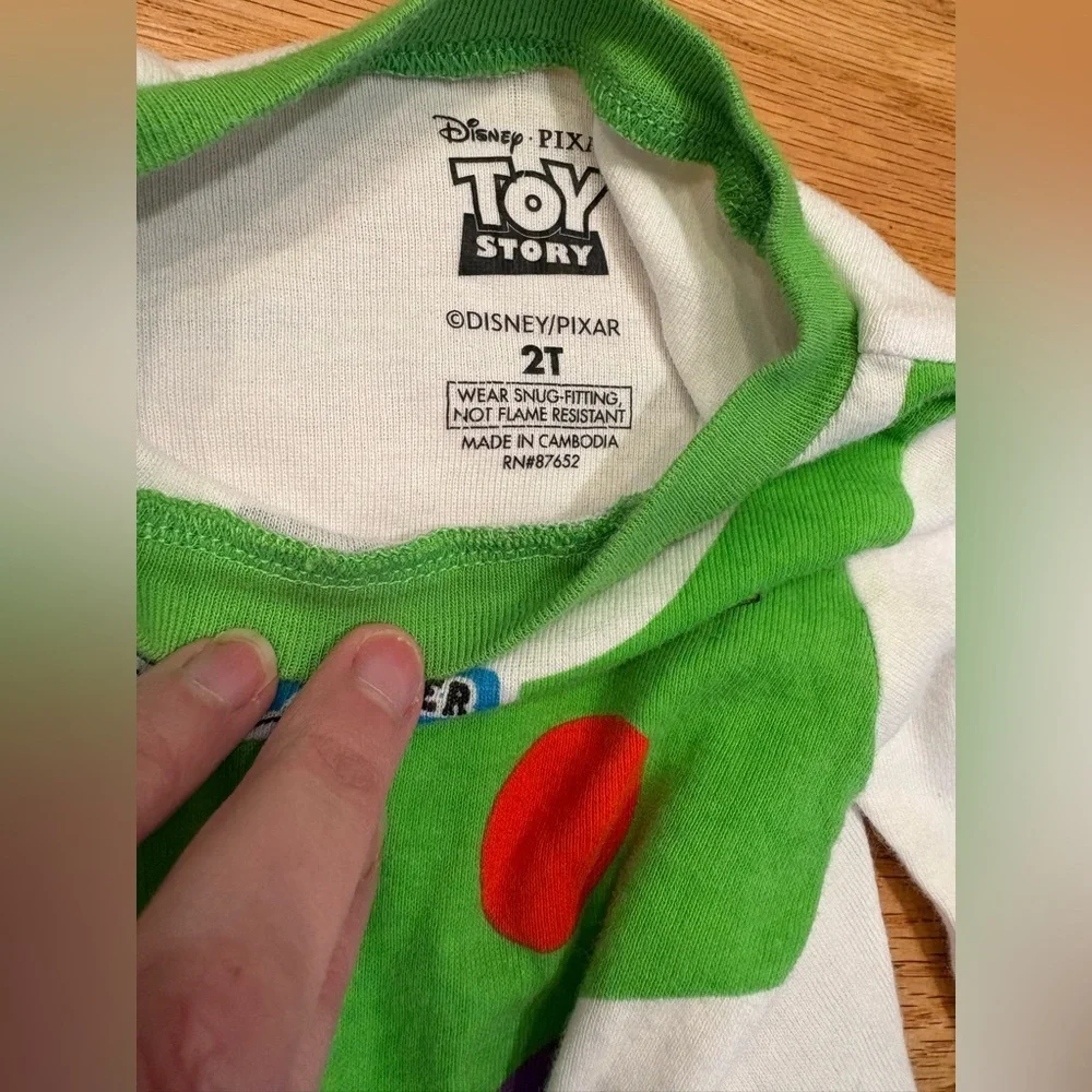 Disney Toy Story Buzz Lightyear Green and White Pajama Set 2T